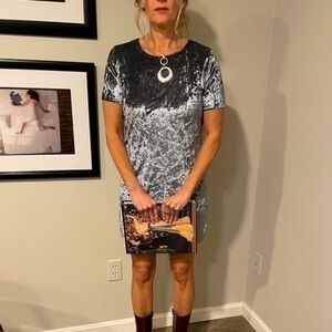 Fashion Apparel silver crushed velvet mini dress size medium